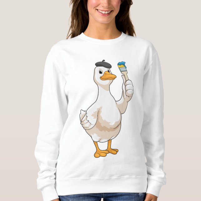 Sweatshirt Canard comme peintre avec pinceau (Devant)