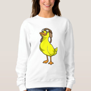 Sweatshirt Canard comme pilote avec Casquette et lunettes