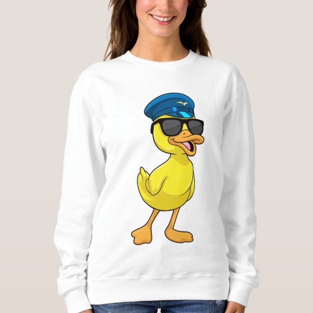 Sweatshirt Canard comme pilote avec casquette pilote (Devant)