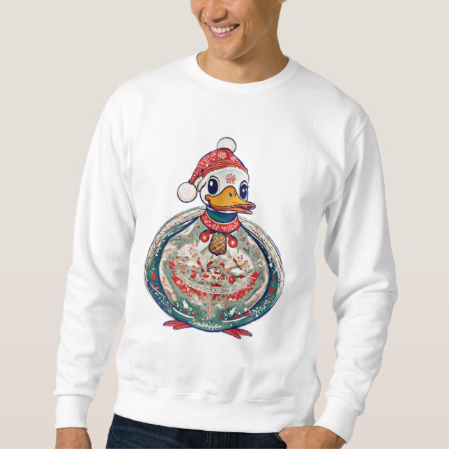 Sweatshirt Canard De Noël En Folklore Portant Un Chapeau De P (Devant)
