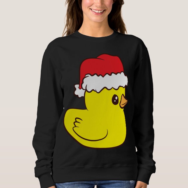 Sweatshirt Canard en caoutchouc avec le chapeau Santa Cute Ca (Devant)