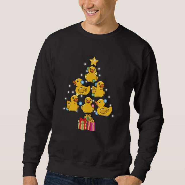 Sweatshirt Canard en caoutchouc noir Arbre de Noël (Devant)