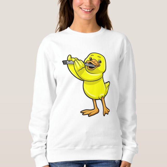 Sweatshirt Canard en musique avec Flûte (Devant)