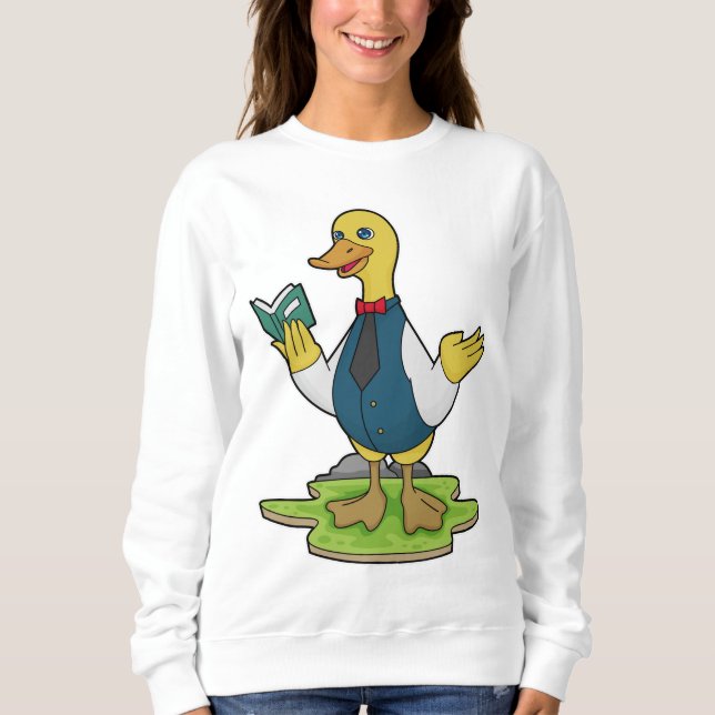 Sweatshirt Canard en tant que professeur avec livre (Devant)