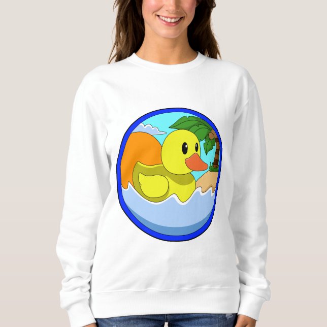 Sweatshirt Canard sur la plage avec palmiers.PNG (Devant)