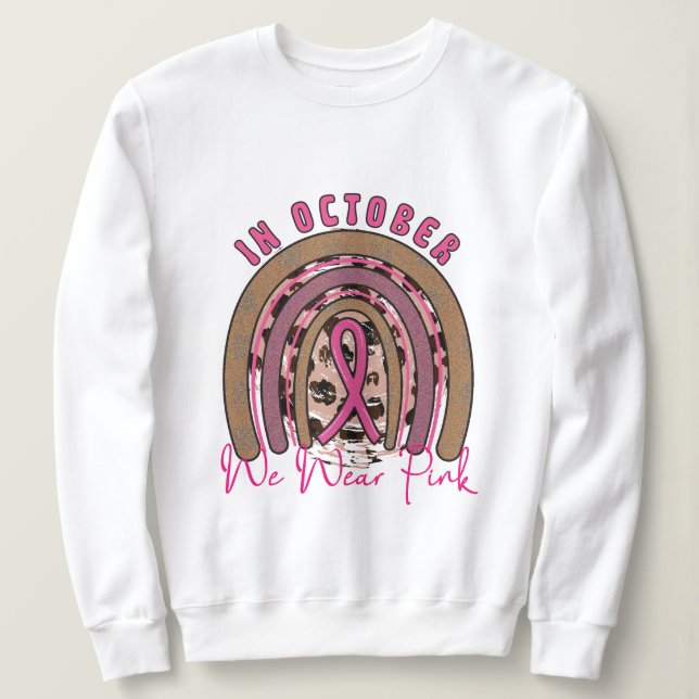 Sweatshirt Cancer du sein Col cendré (Design devant)