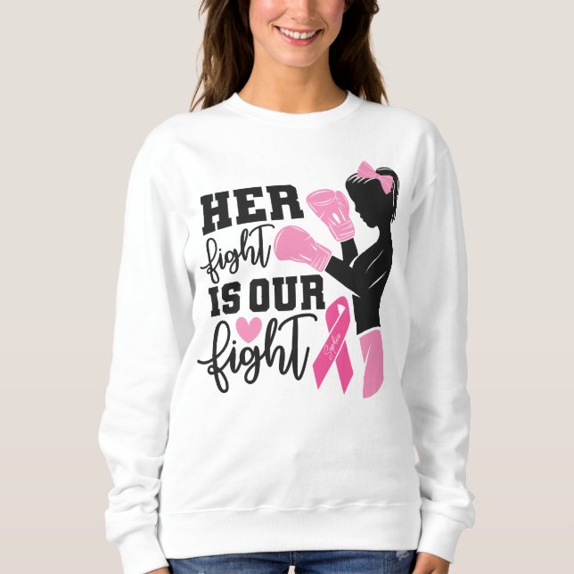 Sweatshirt Cancer du sein personnalisé Ruban rose (Devant)