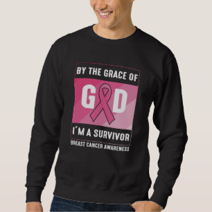 Sweatshirt Cancer du sein Survivant Par la grâce chrétienne d