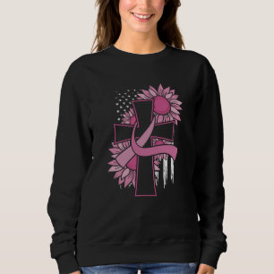 Sweatshirt Cancer du sein Tournesol rose Ruban Croix Foi