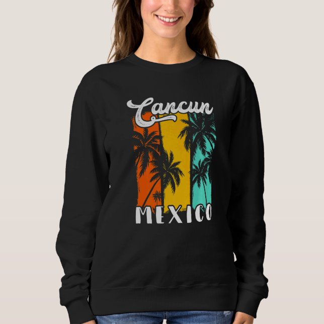 Sweatshirt Cancun Palm Trees Beach Mexico Retro Vacation Fami (Devant)