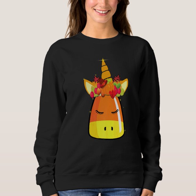 Sweatshirt Candy Corn Unicorn Visage Halloween Costume D (Devant)
