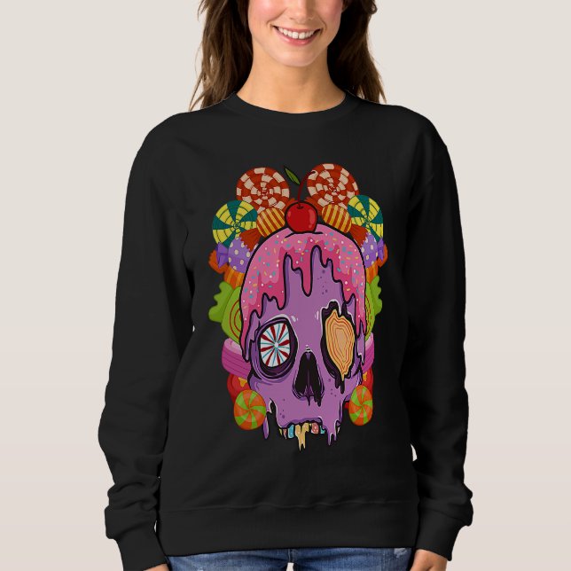 Sweatshirt Candy Halloween Skulls Heads Halloween Costume (Devant)