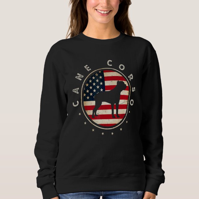 Sweatshirt Cane Corso Drapeau États-Unis 4 Juillet Maman Papa (Devant)