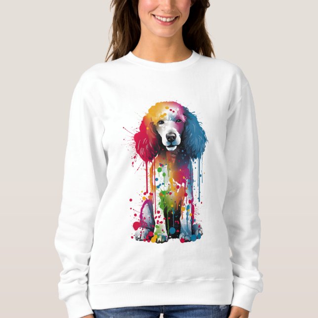 Sweatshirt Caniche vibrant et coloré (Devant)