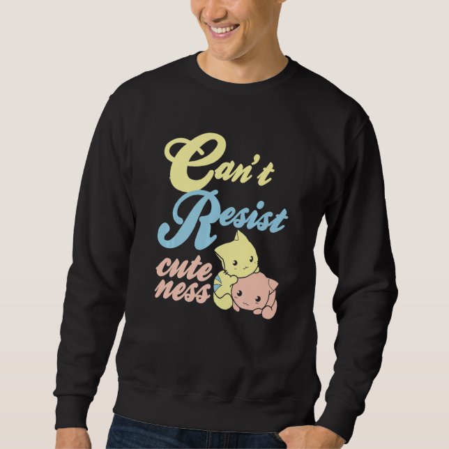 Sweatshirt Can't Resist Cuteness Cute Retro Cat Kitten  Prese (Devant)