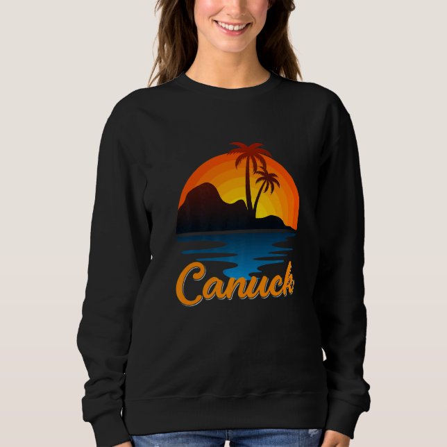 Sweatshirt Canuck Vancouver Palm Tree Island Sunset Canada (Devant)
