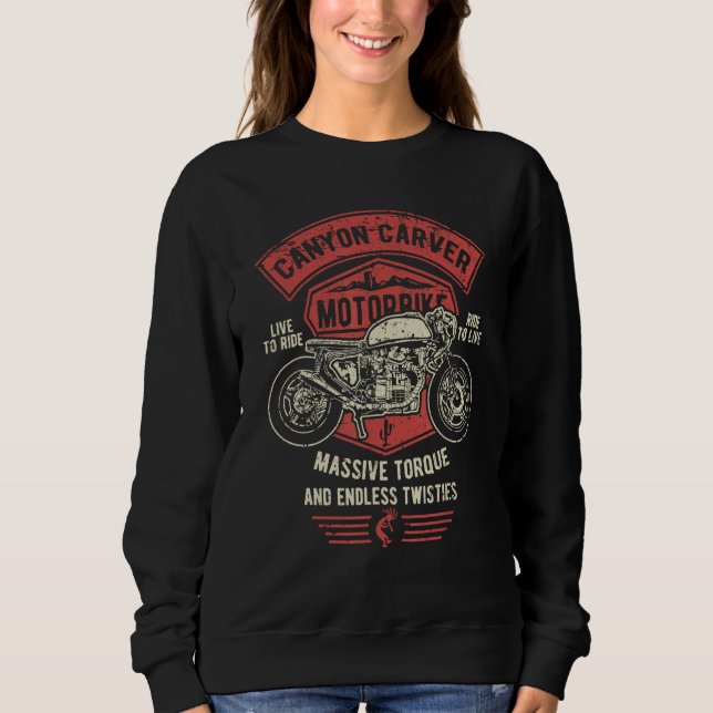 Sweatshirt Canyon Carver Vintage Motorcycle Retro Distressed  (Devant)