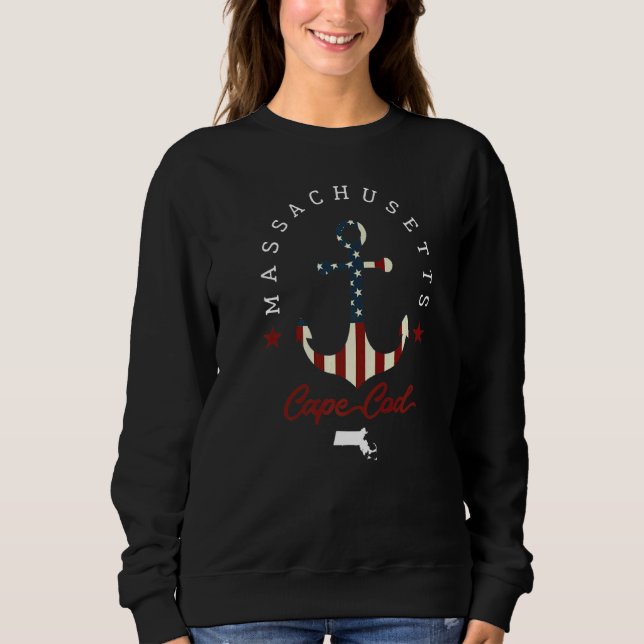 Sweatshirt Cape Cod Massachusetts State Map Ancre American F (Devant)