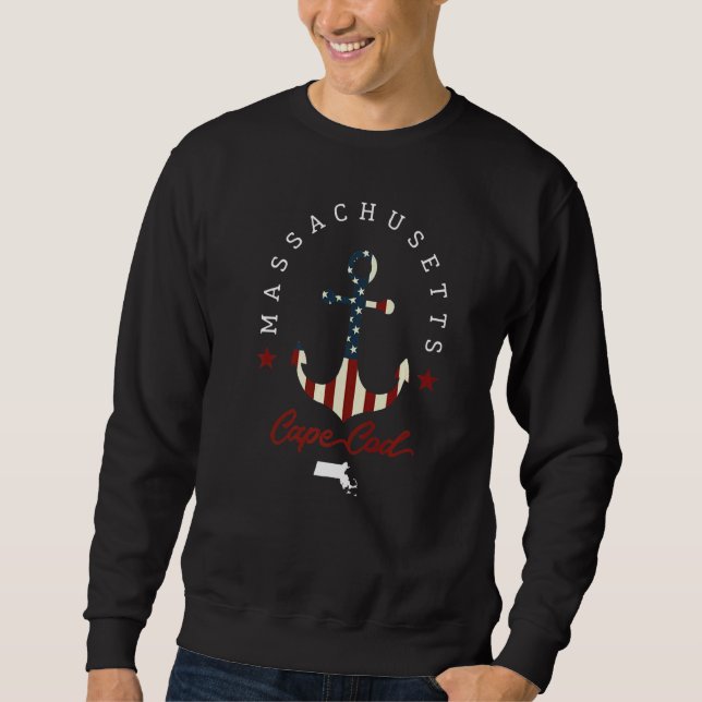 Sweatshirt Cape Cod Massachusetts State Map Ancre American F (Devant)