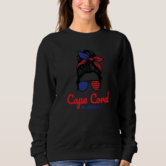 Sweatshirt Cape Coral Floride Chignon Rétro Désordonné   (Devant)