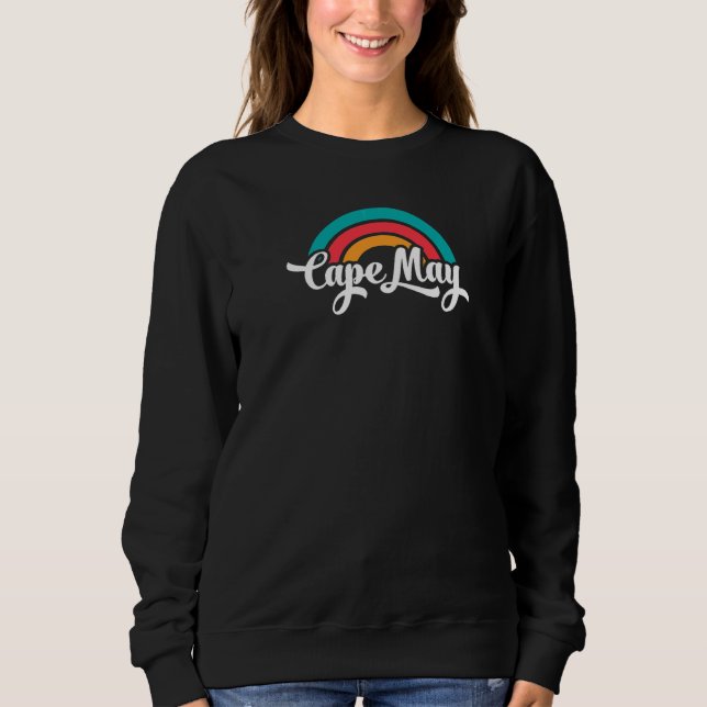 Sweatshirt CAPE MAY NJ Rétro Script Avec Arc-en-ciel 8 (Devant)