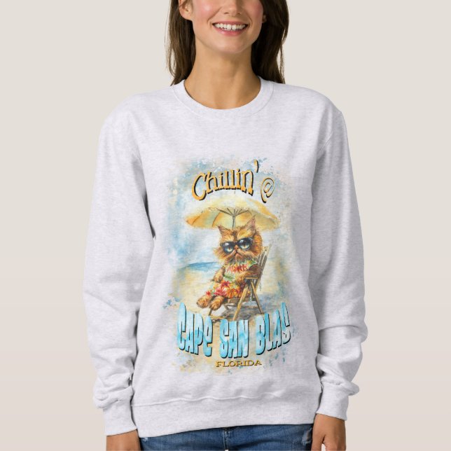 Sweatshirt Cape San Blas Florida Beach Lounge Cat (Devant)