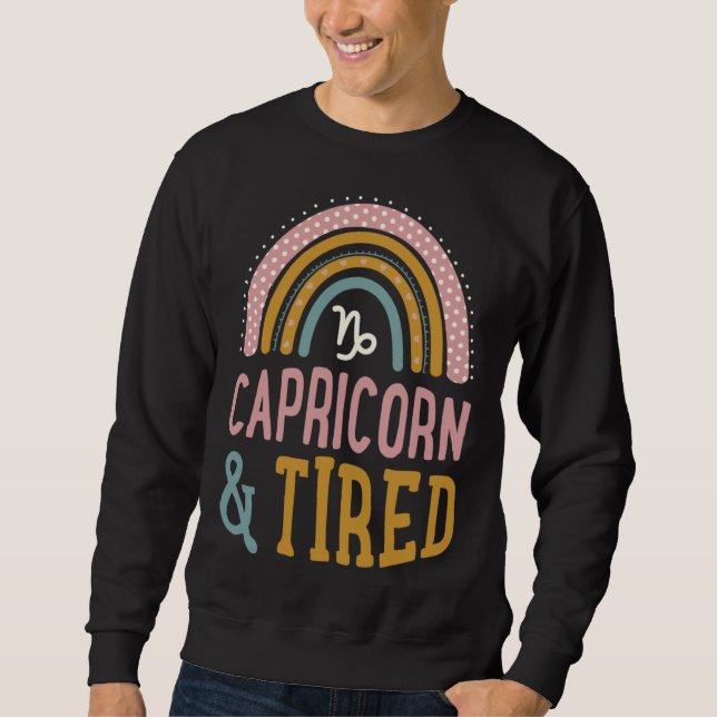 Sweatshirt Capricorn And Tired Boho Style Bohemian Rainbow Zo (Devant)