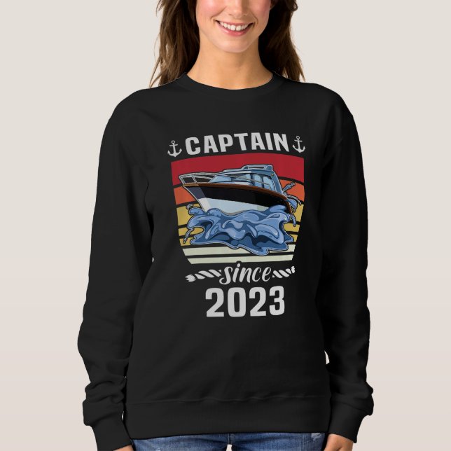Sweatshirt Captain 2023 Boat Driving Licence Motorboat Sailin (Devant)