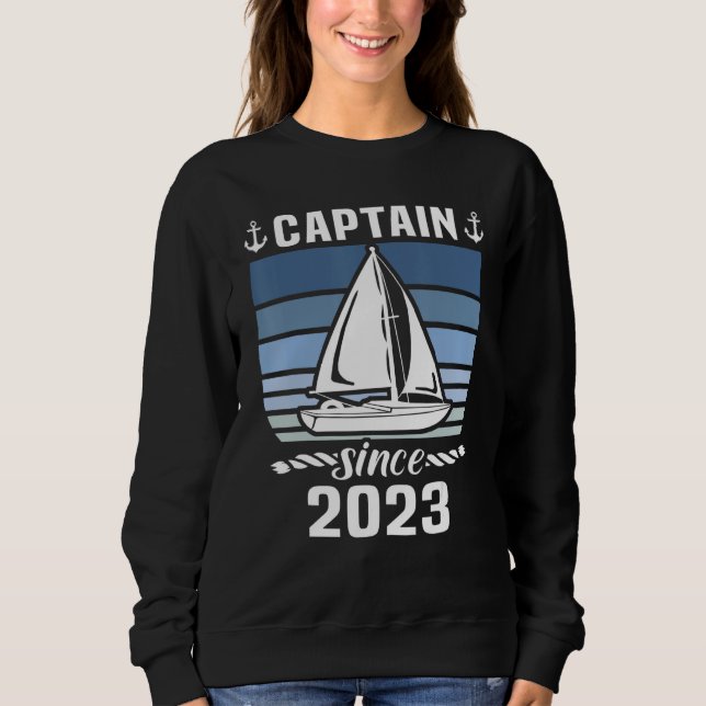 Sweatshirt Captain 2023 Boat Driving Licence Motorboat Sailin (Devant)