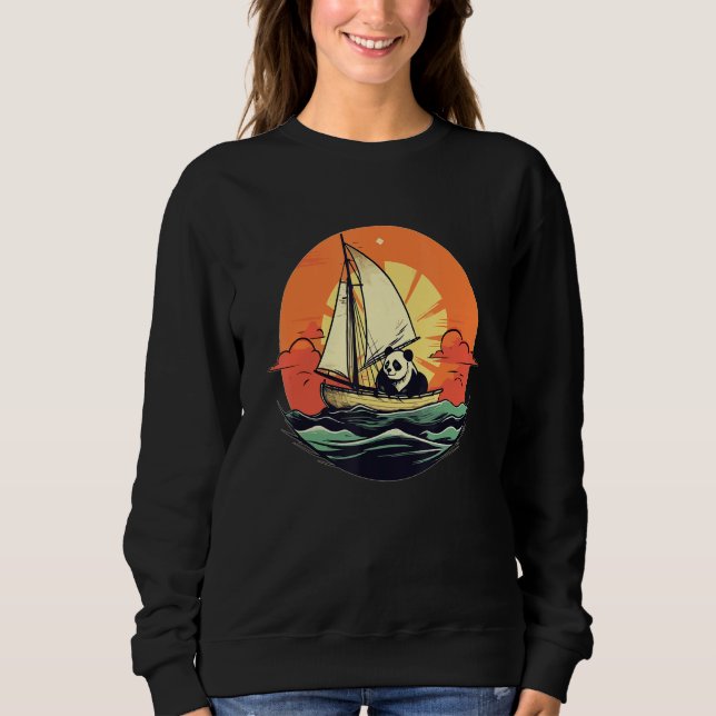 Sweatshirt Captain Panda Summer Boat Family Vacation (Devant)