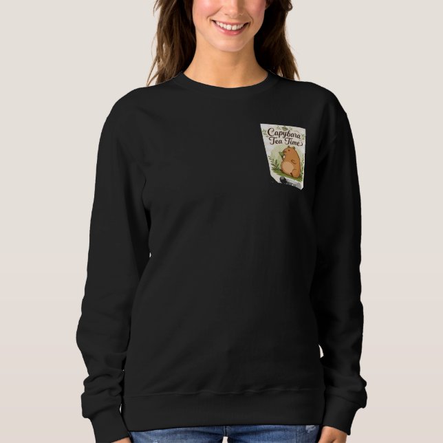 Sweatshirt Capybara à l'heure du thé | Capybara mignon buvant (Devant)