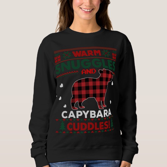 Sweatshirt Capybara Amateurs mignon Pyjama Cheval moche Noël  (Devant)