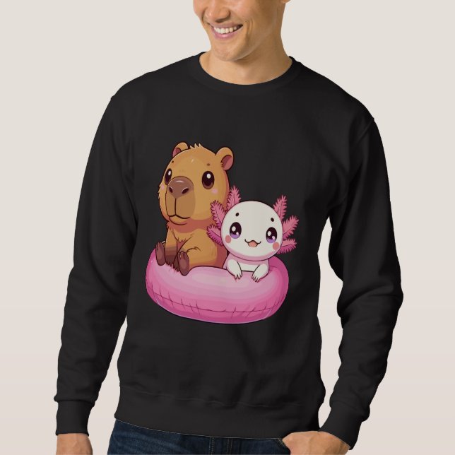Sweatshirt Capybara and Axolotl Kawaii (Devant)