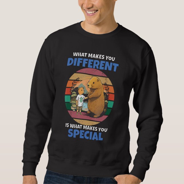Sweatshirt Capybara Mère et Enfant Puzzle Mois de Sensibilisa (Devant)
