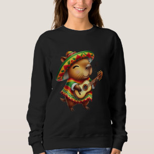 Sweatshirt Capybara Sombrero Guitare Cinco de Mayo Mexicaine