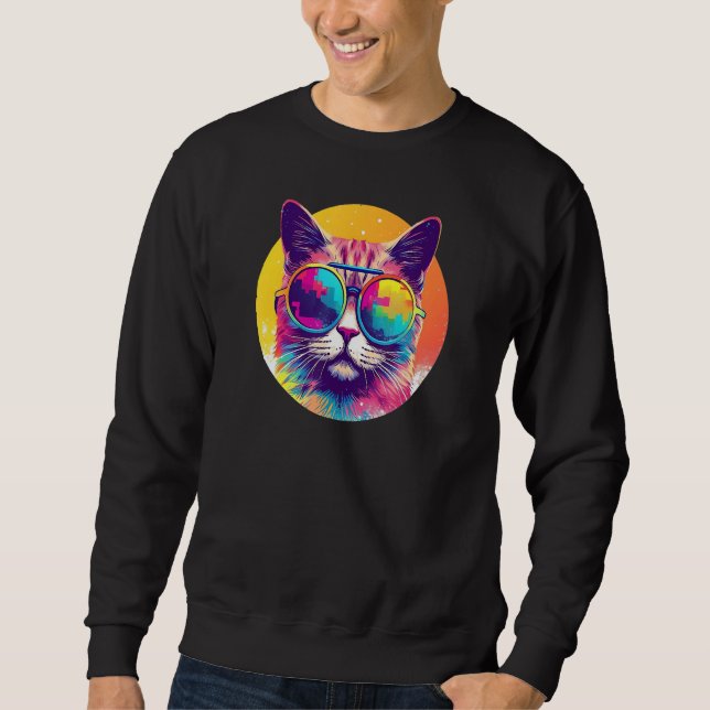 Sweatshirt Caracat Cat Wearing Sunglasses Retro (Devant)