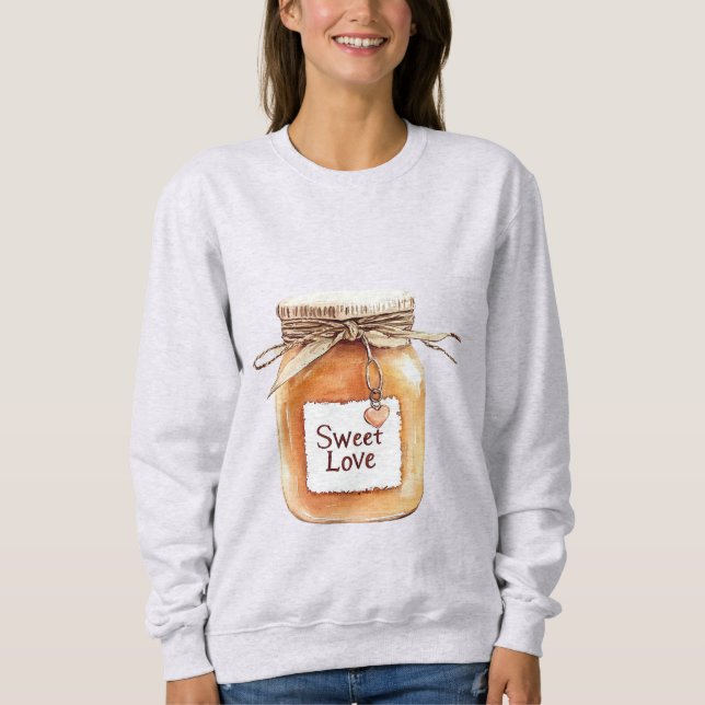 Sweatshirt Caramel Sweet Love Jar with Pink Heart (Devant)