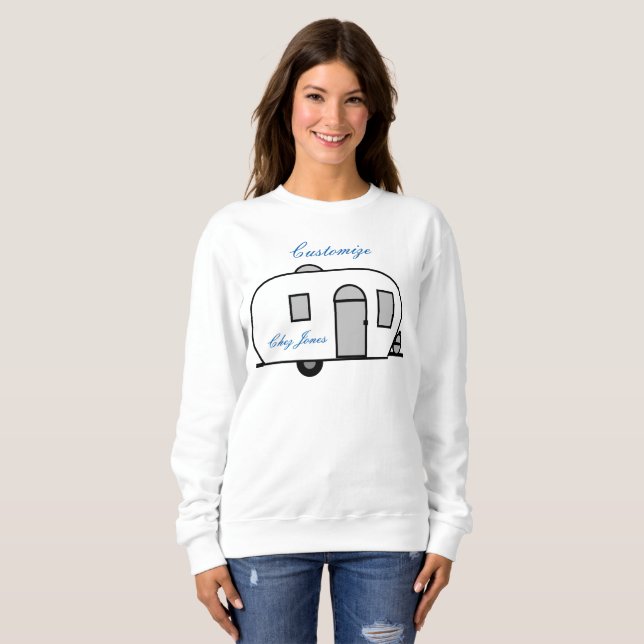 Sweatshirt Caravane arrondie par remorque classique vintage (Devant entier)