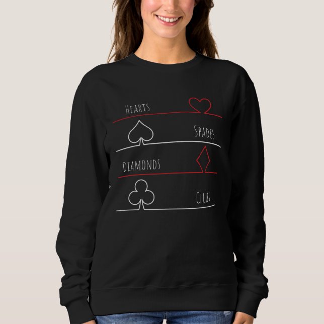 Sweatshirt Card Games Poker Hearts Spades Diamonds Clubs (Devant)
