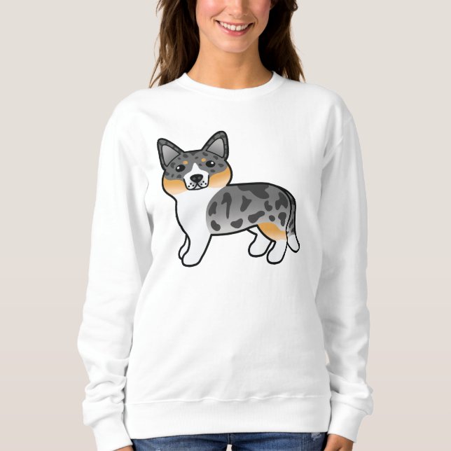 Sweatshirt Cardigan bleu Merle Cardigan Welsh Corgi Cartog Ch (Devant)
