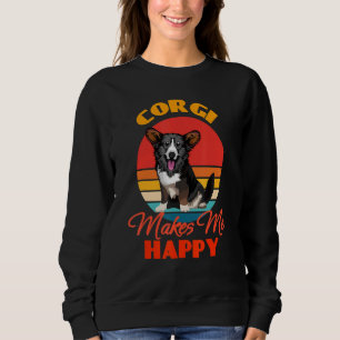Sweatshirt Cardigan Welsh Corgi Me Rend Heureux Chien Retro
