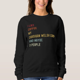 Sweatshirt Cardigan Welsh Corgi Retro Chien Et Café