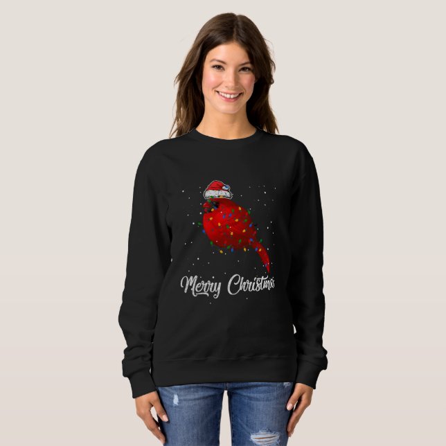 Sweatshirt Cardinal Bird Christmas Light Costume Cardinal (Devant entier)