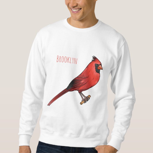 Sweatshirt Cardinal du Nord dessin animé d'oiseau (Devant)