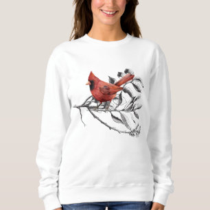 Sweatshirt Cardinal rouge vif sur les brindilles noires et bl