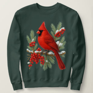 Sweatshirt Cardinal Rouge Vintage Oiseau Classique de l'Hiv