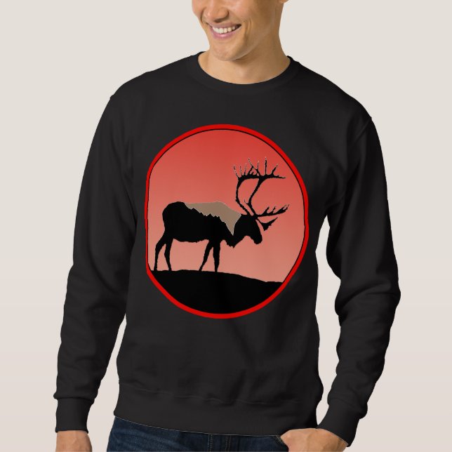 Sweatshirt Caribou au coucher du soleil - Art original de la  (Devant)