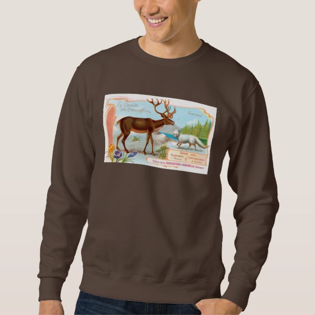 Sweatshirt Caribou vintage (rennes) et renard arctique (Devant)