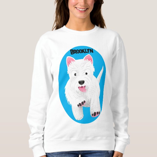 Sweatshirt Caricature blanche de terrier de l'ouest (Devant)