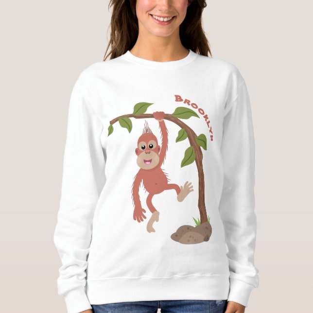Sweatshirt Caricature de bébé orangoutan joyeux (Devant)